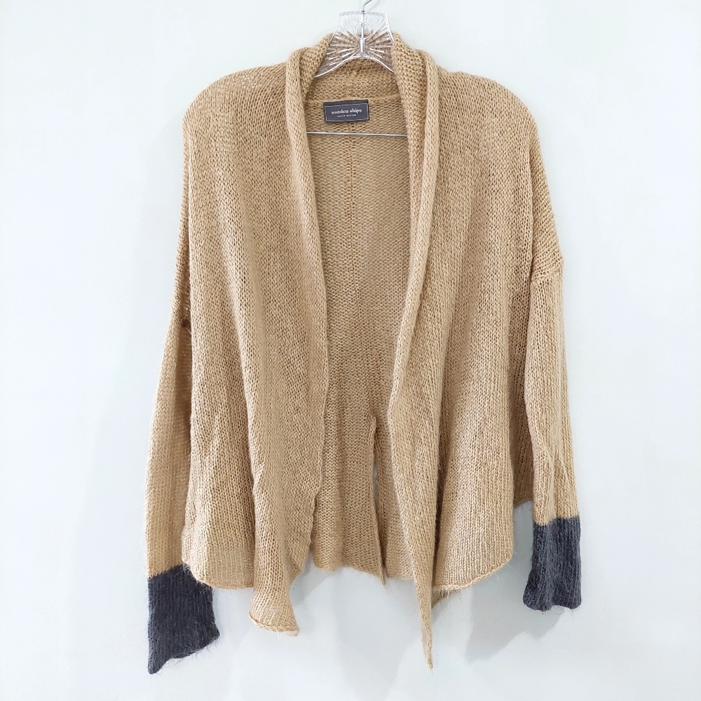 Wooden Ships Paola Buendia knit cardigan M/L mohair wool blend open front
